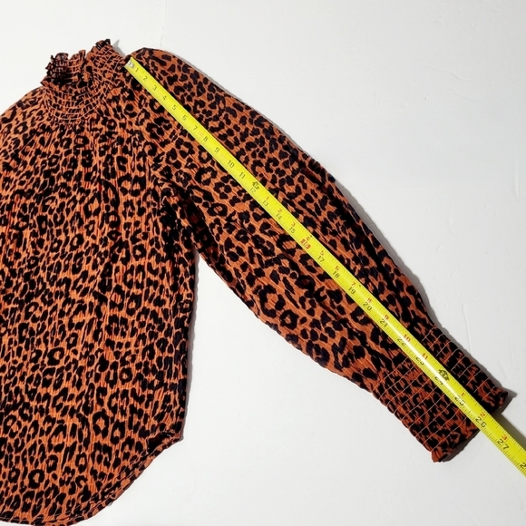 LOFT Burnt Orange Leopard Print Shirred Turtleneck Blouse Women's (XS) - Picture 14 of 14